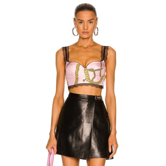VERSACE Chain Bralette Top in Candy & Oro Pink - Picture 1 of 4